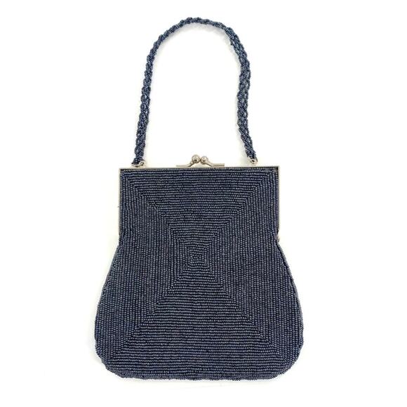 Express World Brand Clutch Purse Handbag Beaded Silver Gray Evening Party Event - Picture 2 of 8